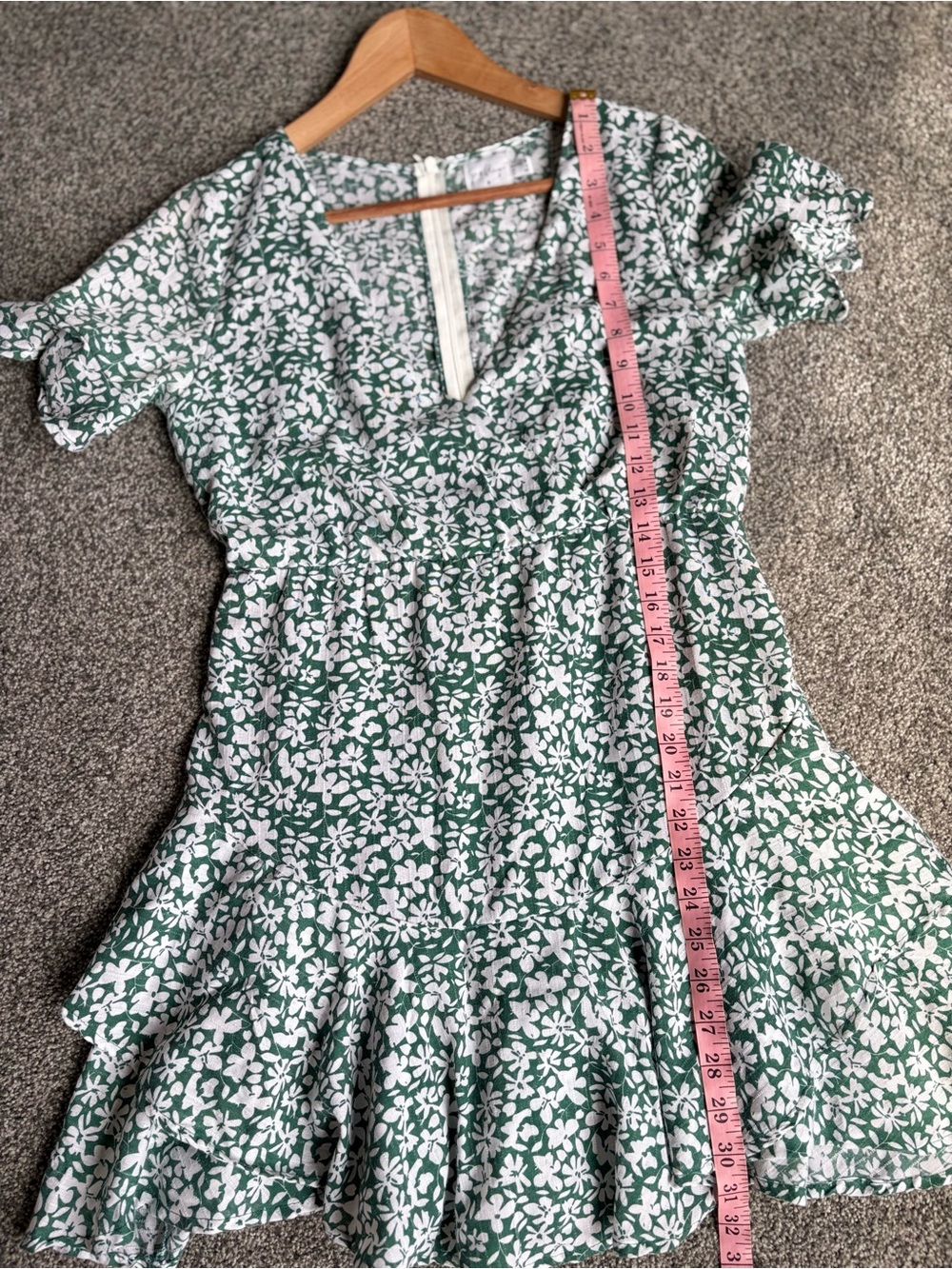 Princess Polly Green Nimmo Floral Ruffle V Neck Mini Faux Wrap Dress size 4 - Picture 7 of 12
